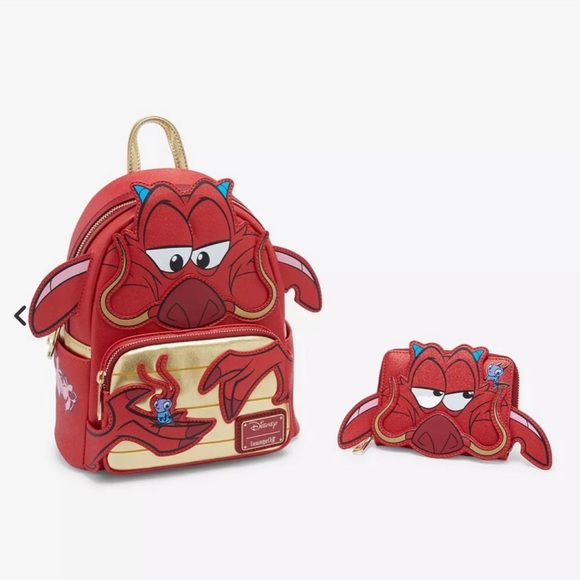 Loungefly Disney Mulan Glitter Mushu Figural Mini Backpack & Wallet - Picture 2 of 15